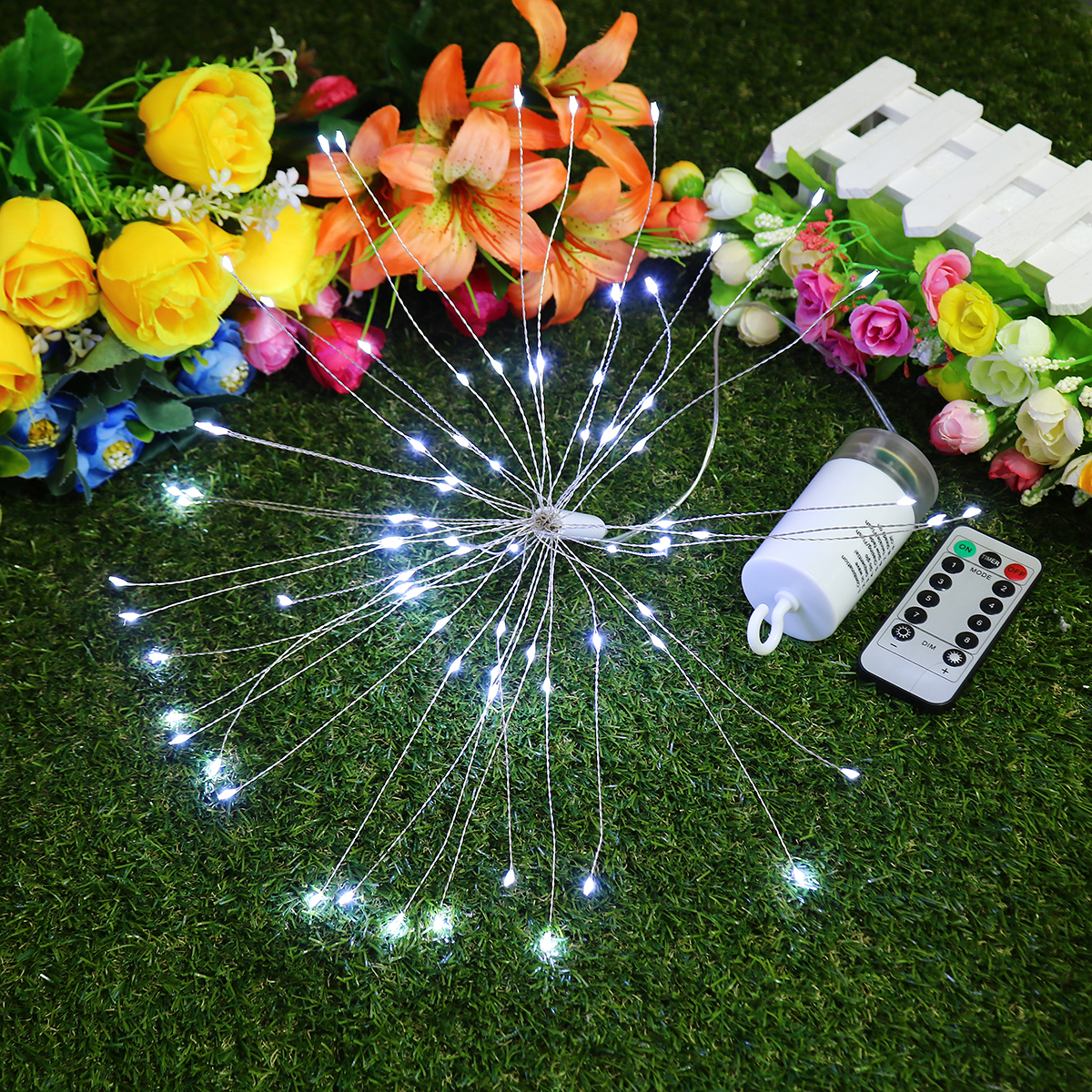 Hanging LED Firework Fairy String Light 8Modes Remote Home Party Wedding Decor
