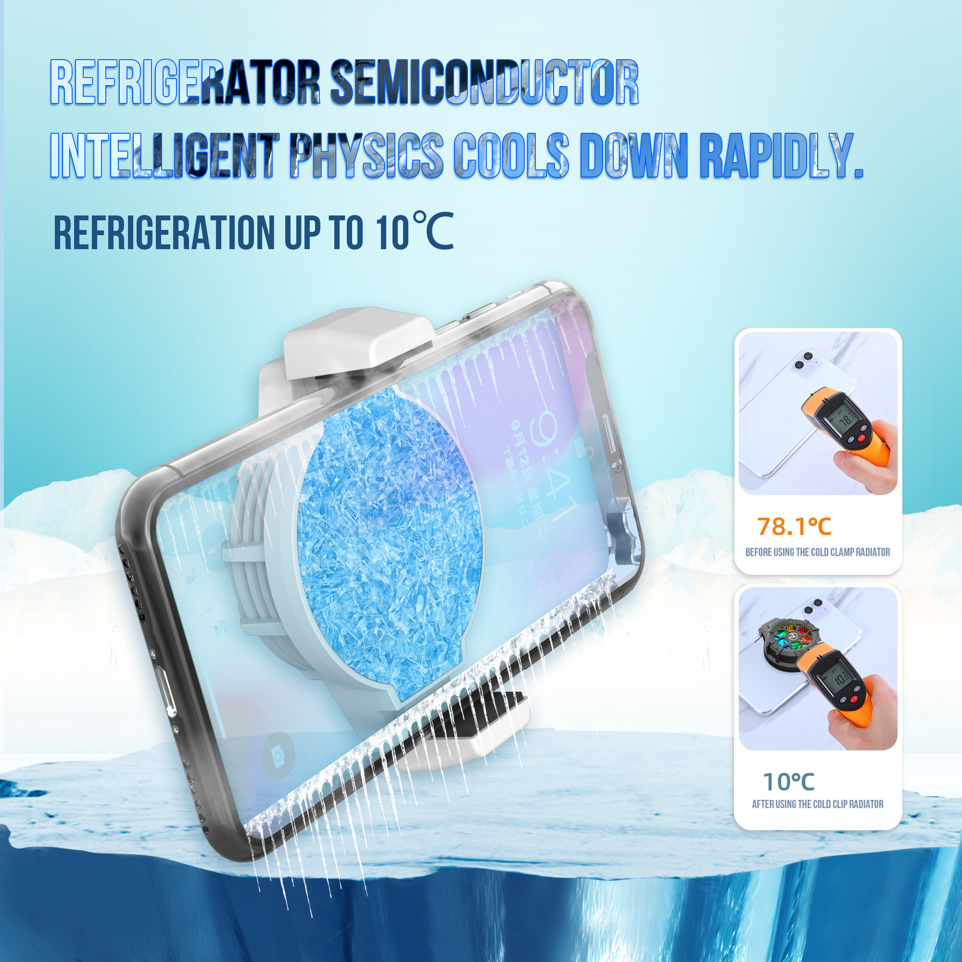 Bakeey P10 Mobile Phone Semiconductor Radiator Two-way Retractable Refrigeration Back Clip For iPhone 13 Pro Max 13 Mini For OnePlus 9Pro For Xiaomi MI10