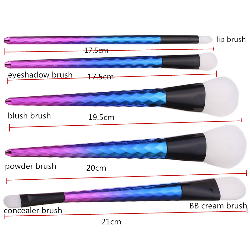 5pcs Dazzle Color Ultra Soft Makeup Brushes Kit Set BB Cream Eye Shadow Blush Powder Cosmetic Tools