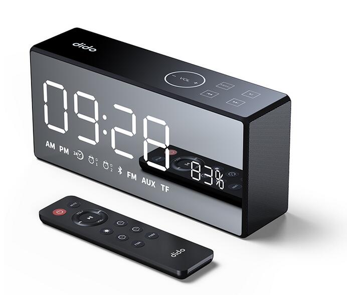 

DiDo X9 Rechargeable Mirror LED Display Volume and Bass Hi-Fi Wireless Bluetooth Speaker FM AUX Alarm Clock