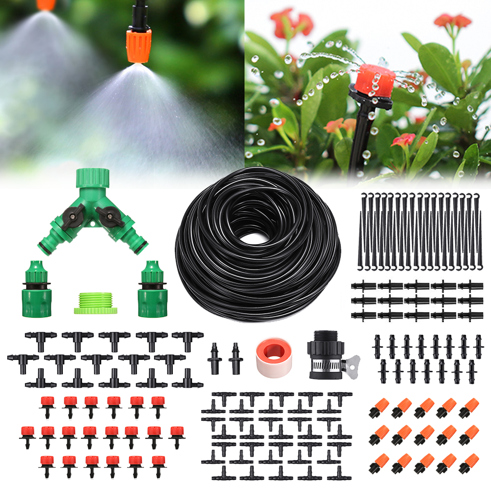 Pathonor 157Pcs Micro Drip Irrigation System Plant Self Watering Garden 40M Hose Kit