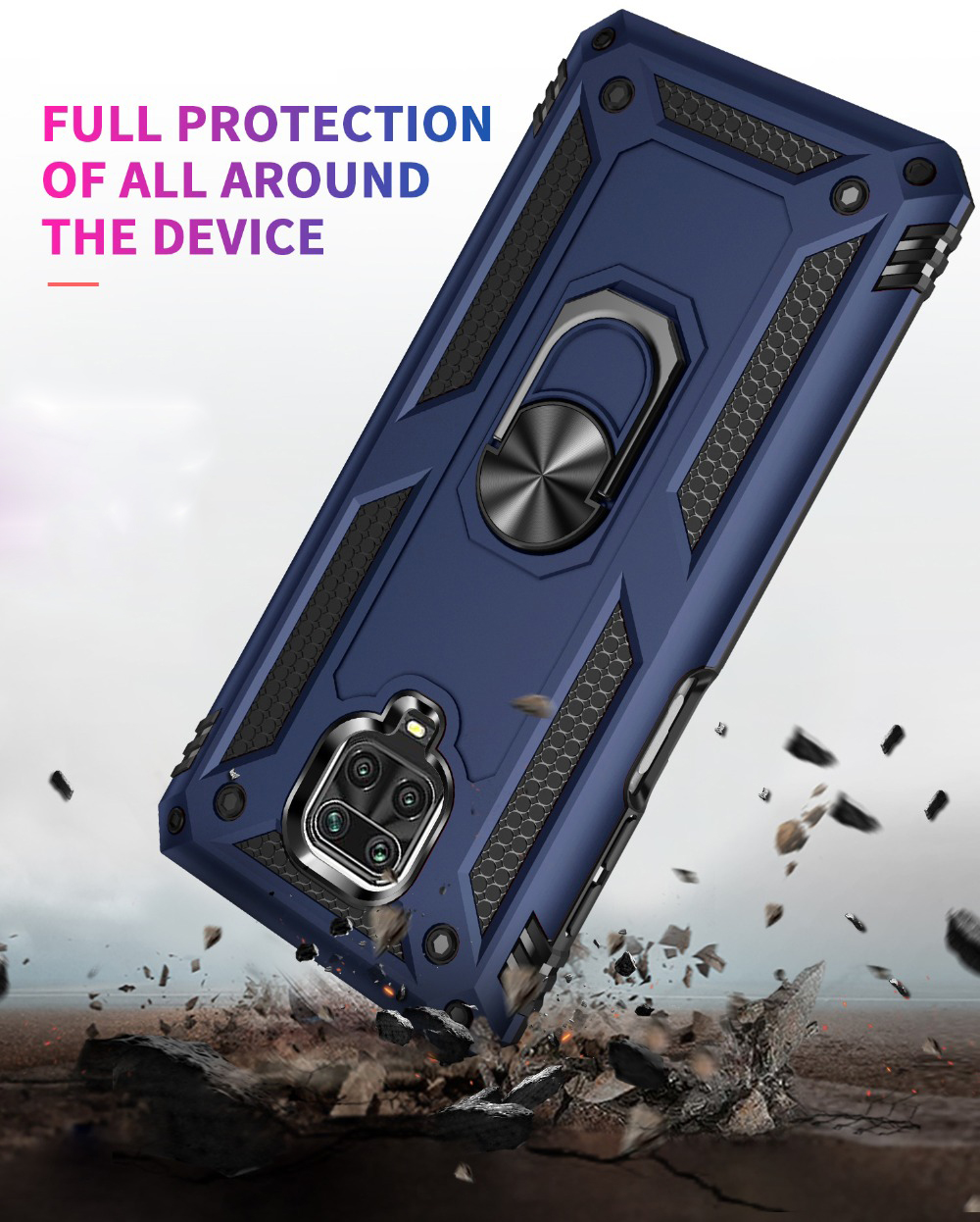 Bakeey for Xiaomi Redmi Note 9 Case Armor Magnetic Adsorption Shockproof with Finger Ring Holder Stand PC + TPU Protective Case Non-original