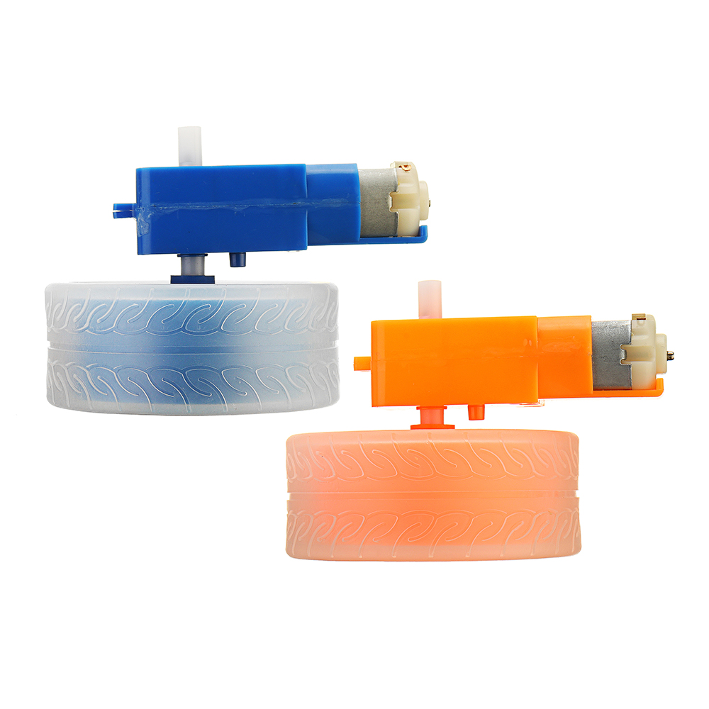 3-6v TT Motor + Rubber Wheel Blue/Orange Color DIY Kit For Arduino Smart Chassis Car Accessories 15