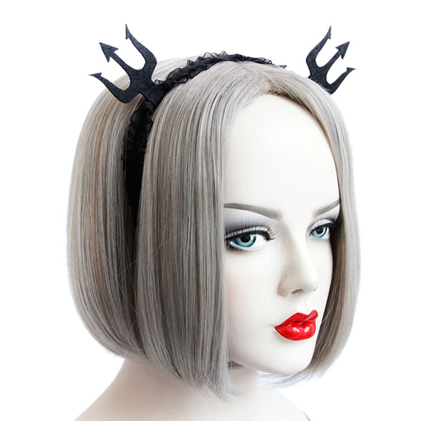 Halloween Black Demon Fork Lace Headbrands Toys Gothic Punk Girl Tiara Fashion Party Hair Accessories