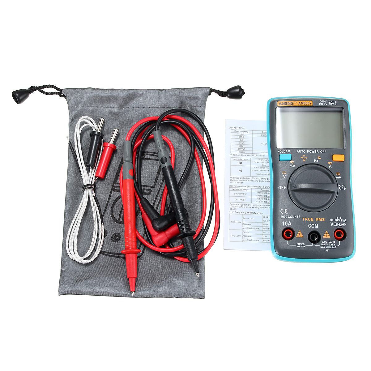 ANENG AN8002 Digital True RMS 6000 Counts Multimeter AC/DC Current Voltage Frequency Resistance Temperature Tester ℃/℉ 132