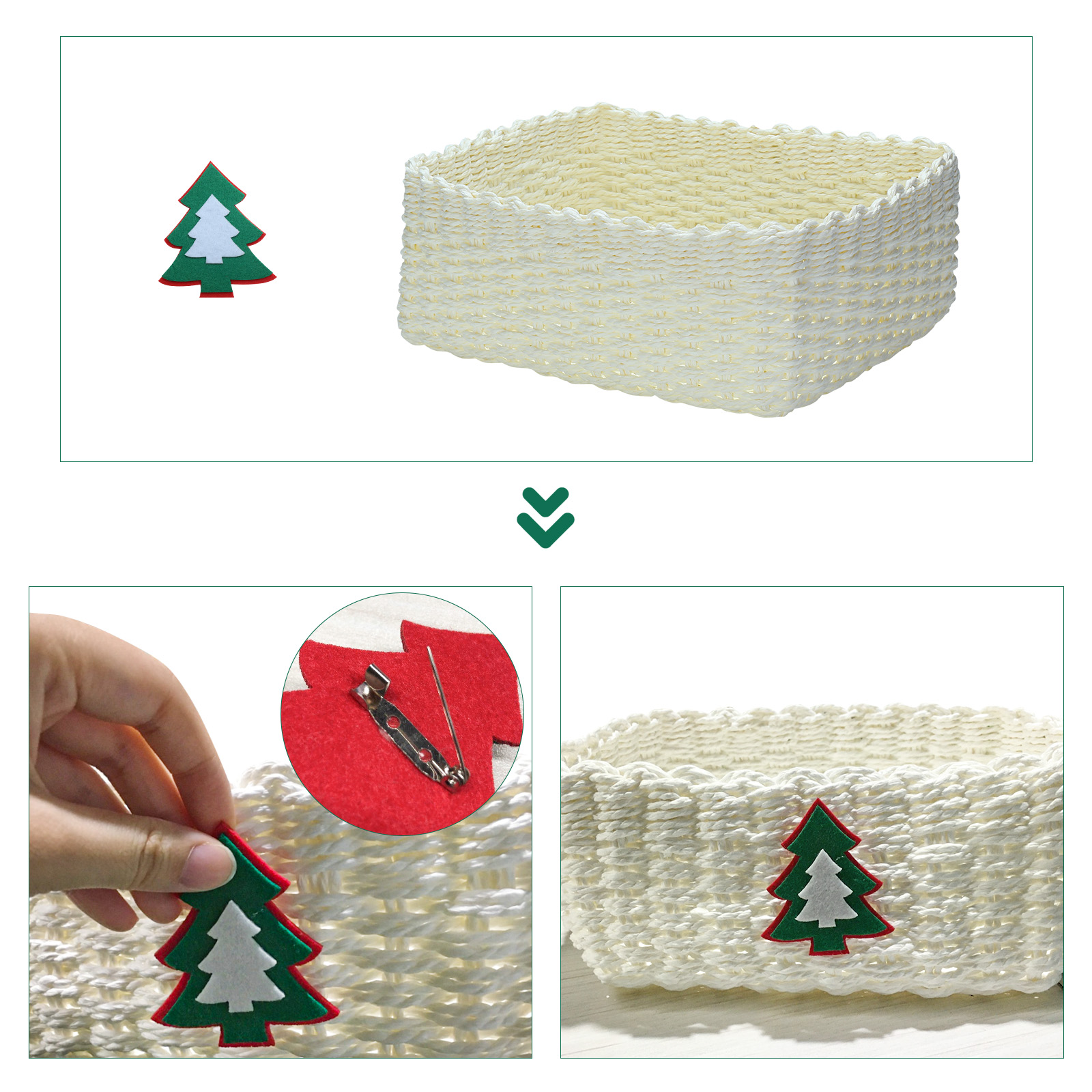 KING DO WAY 4PCS Christmas Handmade Woven Storage Basket Set Durable Eco-friendly Storage Basket