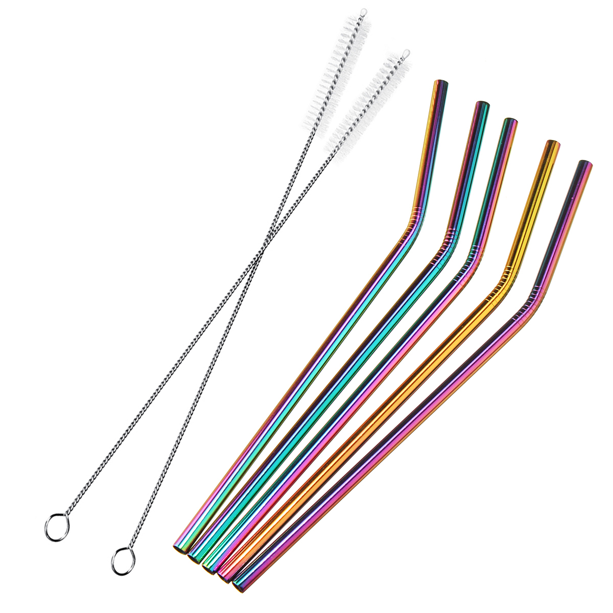 7PCS Premium Stainless Steel Metal Drinking Straw Reusable Straws Set With Cleaner Brushes 17