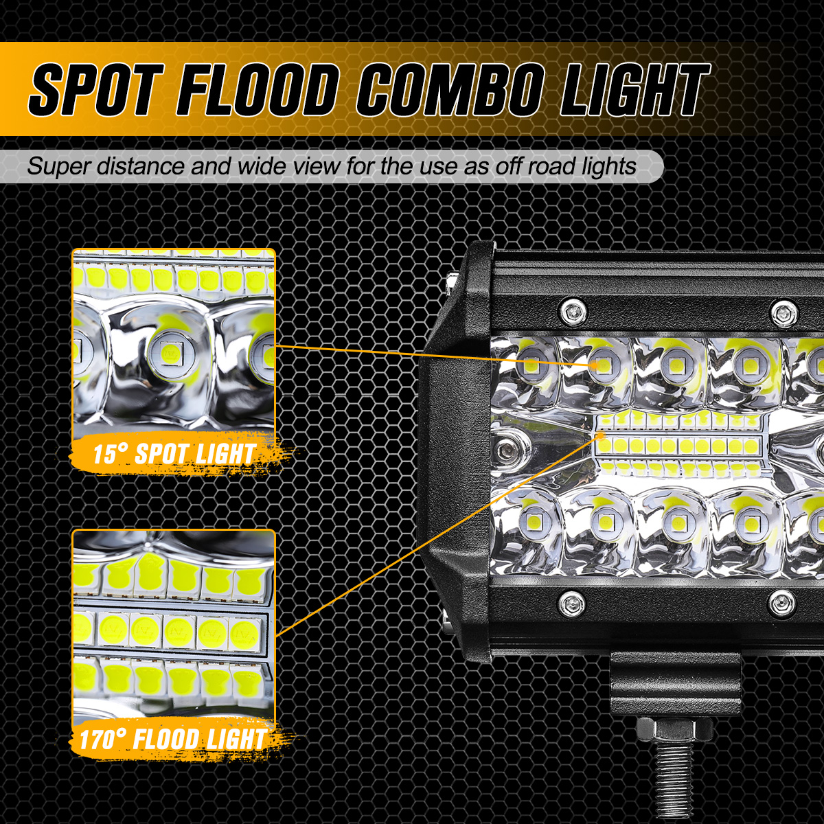 AMBOTHER 2PCS Tri ROW 4 Inch 9-32V 20 LED Work Light Bar Flood Spot Beam Offroad SUV Driving Truck ATV UTV Boat Fog Lamp Waterproof
