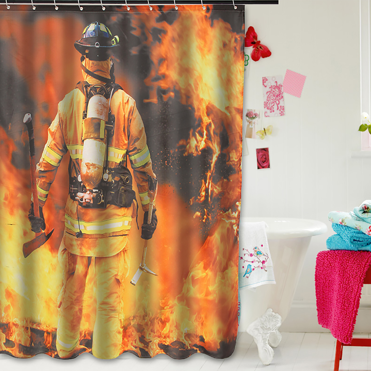 Waterproof Polyester Fabric Shower, Fire Department Shower Curtain