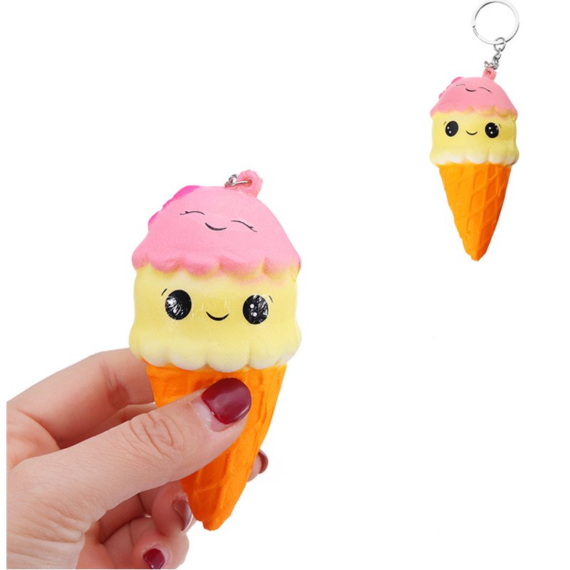 

Squishy Ice Cream Cone 10 * 5.5cm Медленное восхождение с подарком коллекции цепочки для ключей Soft Toy