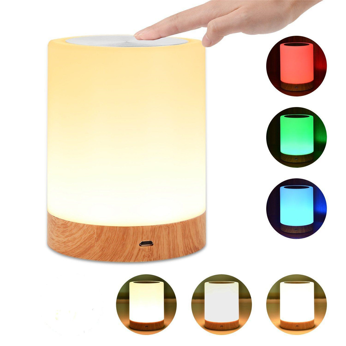 Dimmable Touch LED Night Light USB Charging Colorful Bedroom Table Lamp Decor Children Gift