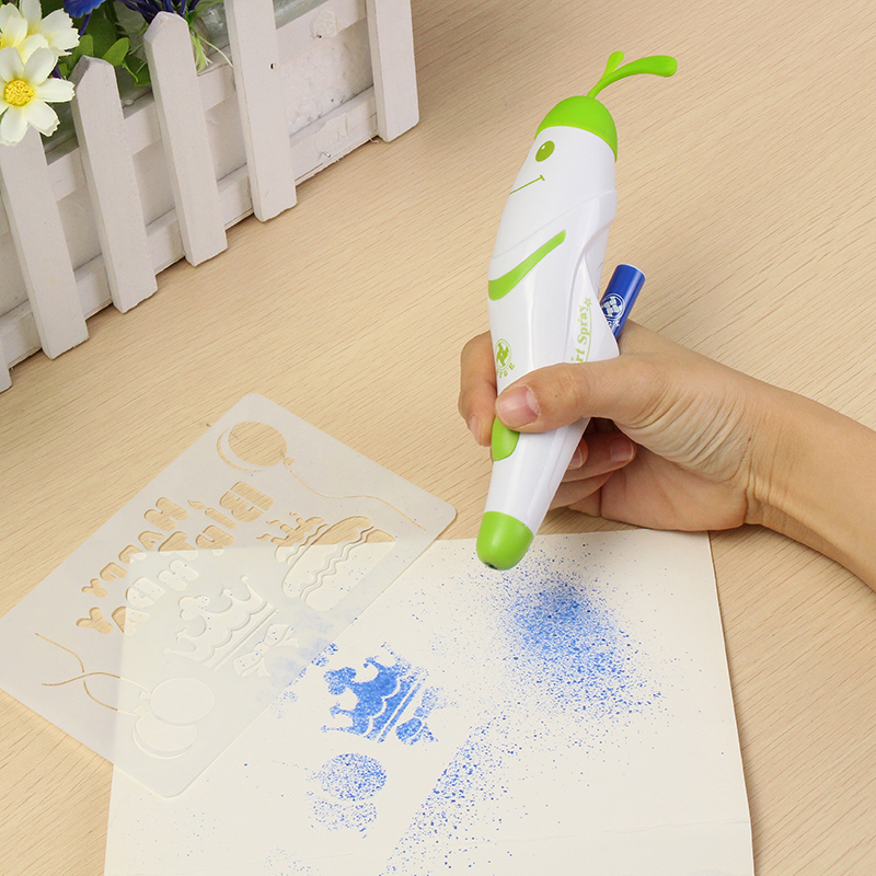 Watercolor Pen 12 Colors With Painting Templates Dust-Free Cloth Battery Operated Toys
