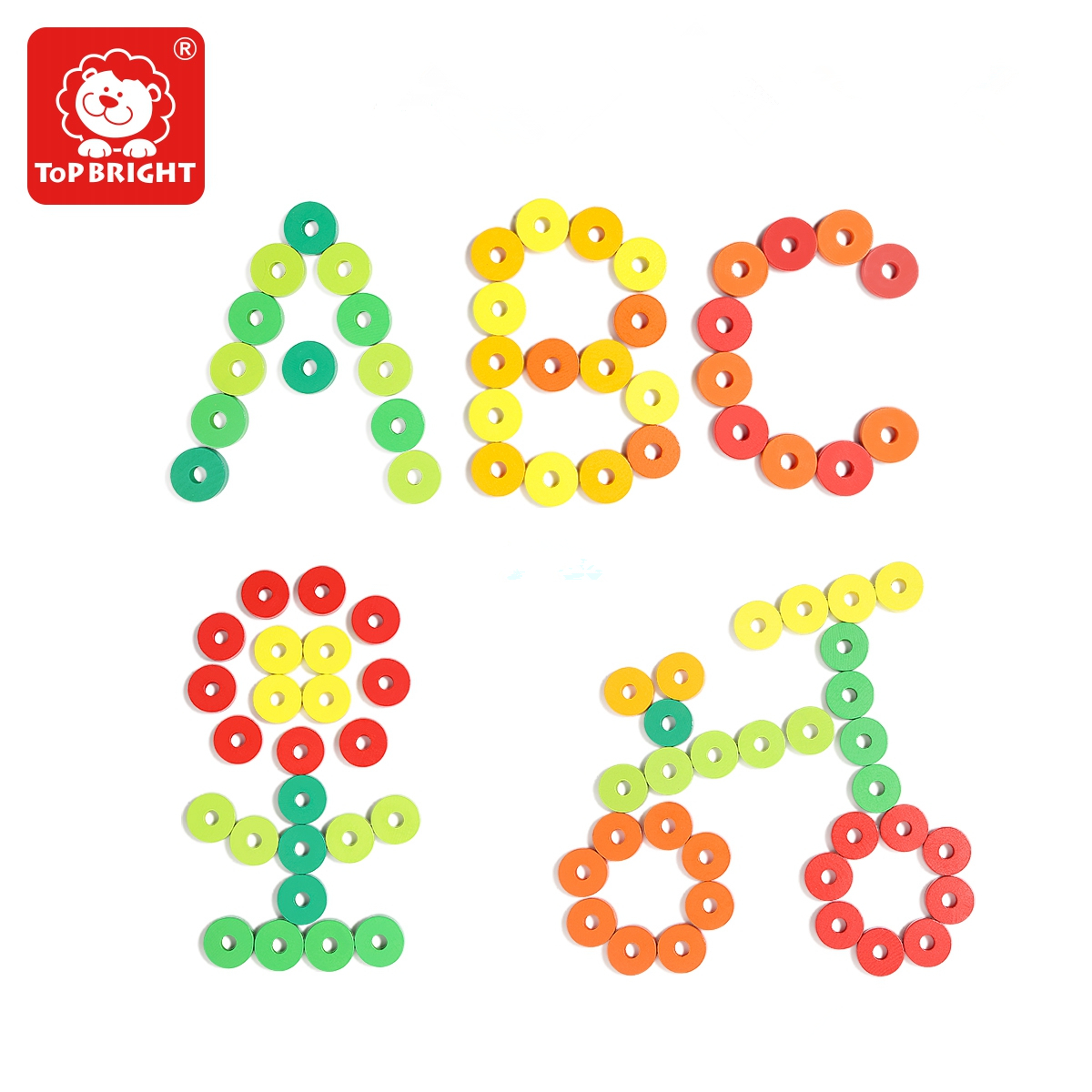 TopBright-6540 Blocks Montessori Classic Math Rainbow Donuts Box Educational Toys for Kids