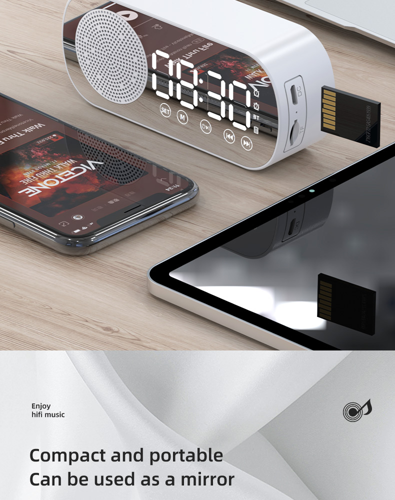 OLAF Wireless Speaker bluetooth Speaker LED Display Dual Alarm Clock Speaker Support TF Card Portable bluetooth Speaker