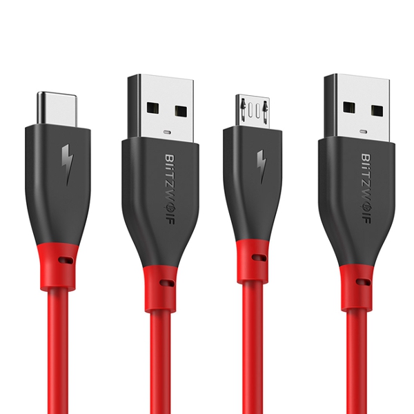 

BlitzWolf® AmpCore Ⅱ BW-TC12+BW-MC11 Type C Micro USB Charging Data Cable 3.33ft/1m With Magic Strap