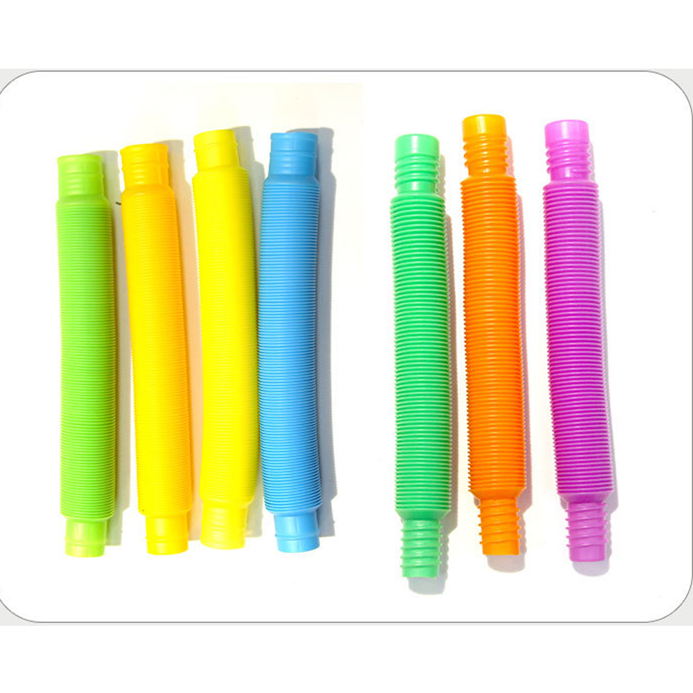 Random Color Decompression Fidget Pops Tube Telescopic Bellows Sensory Fun Stretch Tube Novelties Toy for Children's Gift