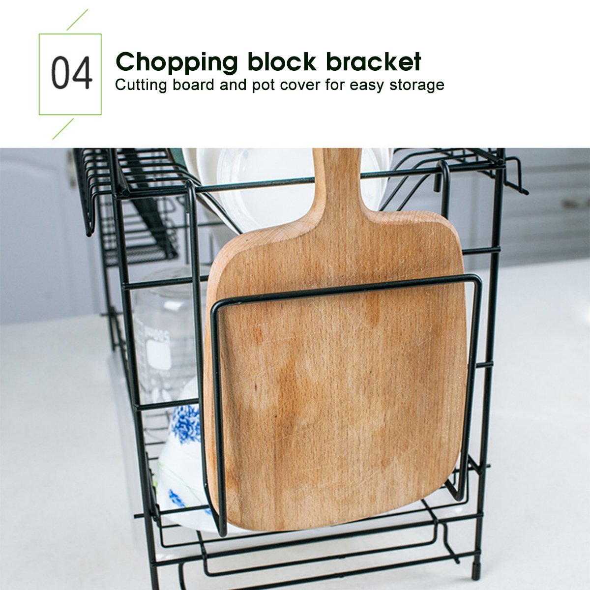 Drain rack Dish Rak Kitchen Storage Rack Organizer Mental Iron Design Easy Assemble 2 Tiers For kitchen Home Office