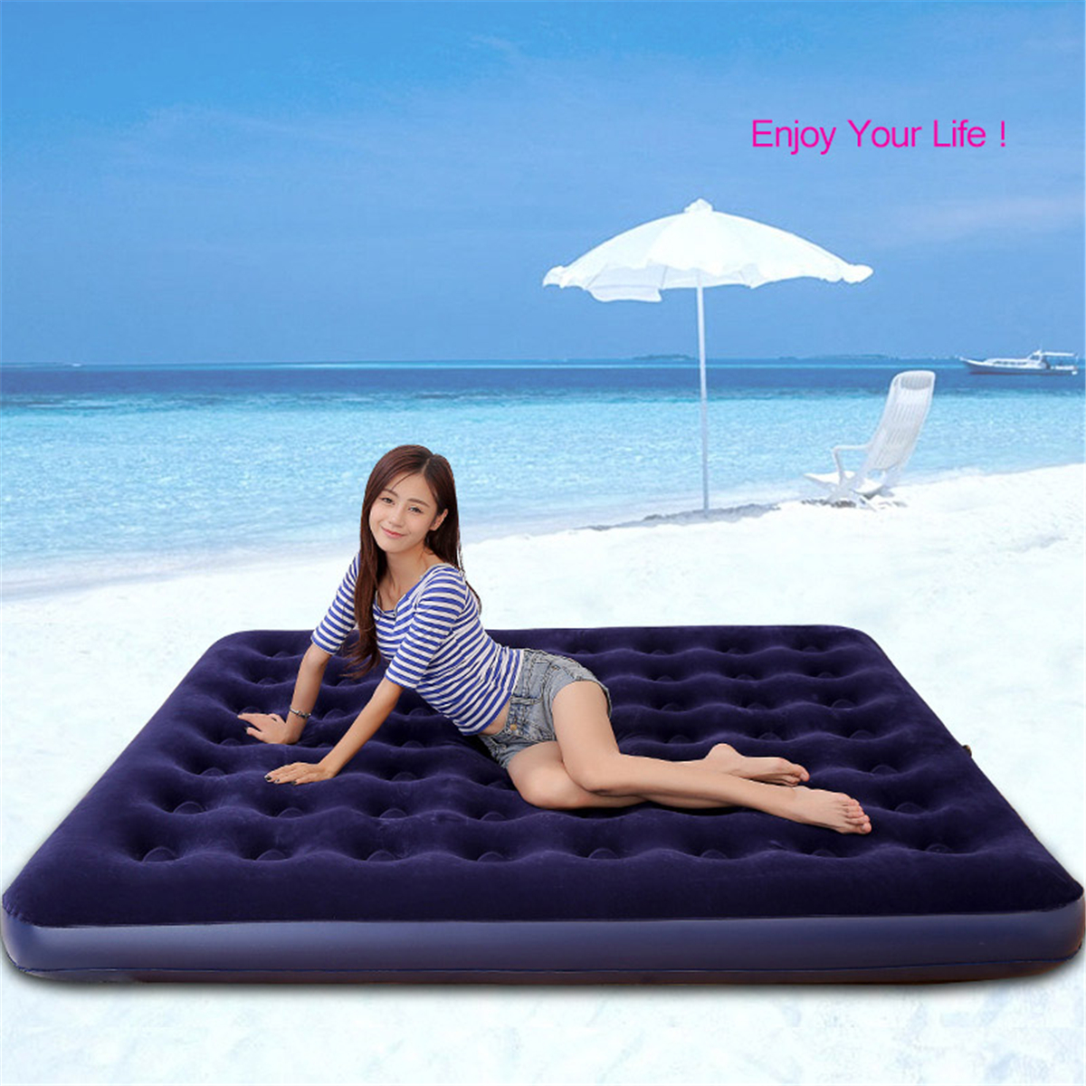 Inflatable Travel Car Lazy Air Bed Sleeping Mattress Couch Sofa