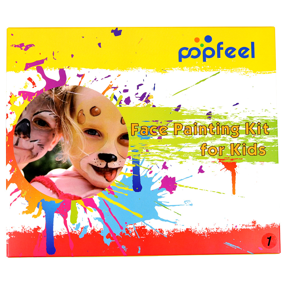 Popfeel 6 colors Halloween Facial Art Makeup Palette Brush Non-toxic Kids Body Paint Oil Tattoo