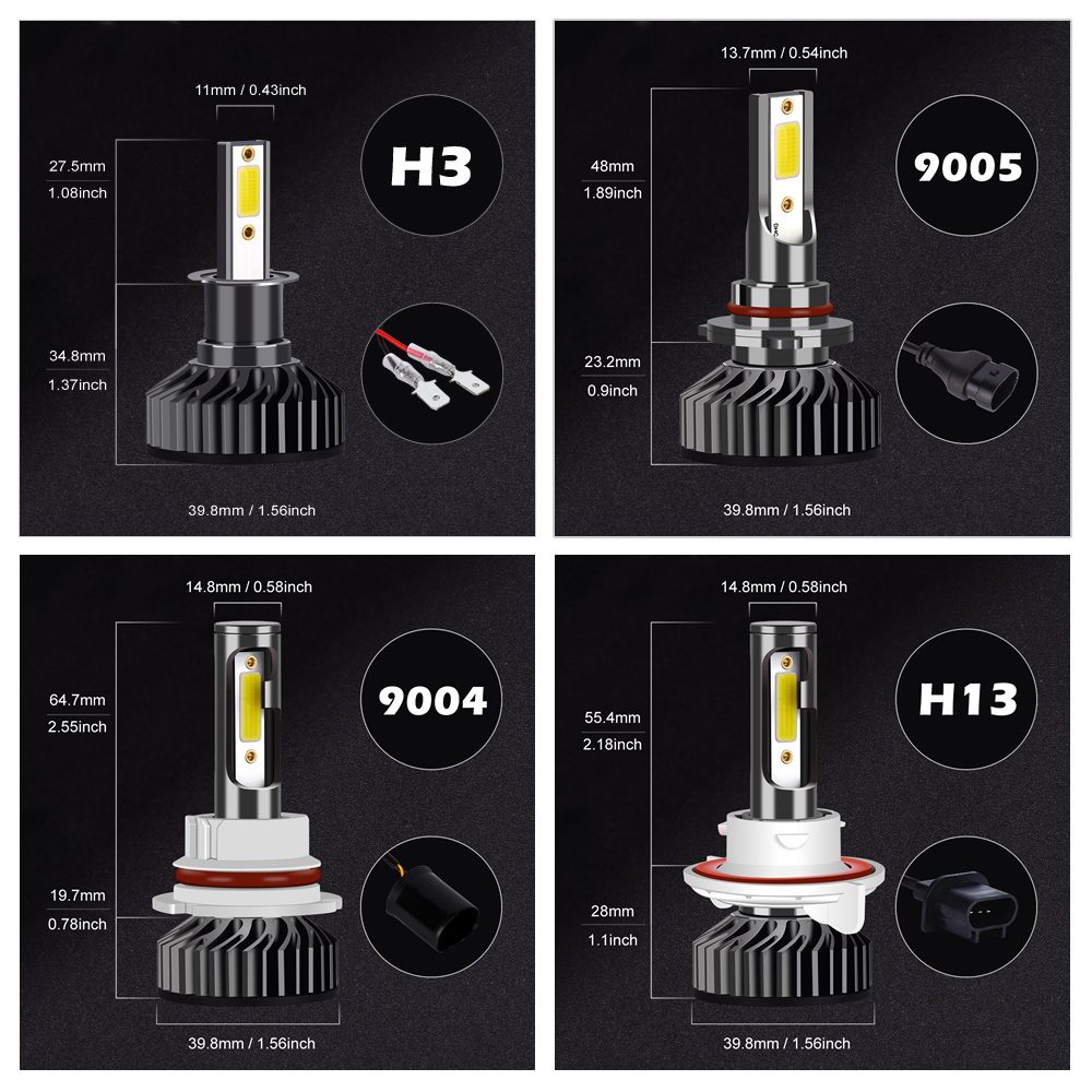 INFITARY 12V H4 H7 H11 COB LED Car Headlight Bulbs Super Bright Modified Auto Light F2