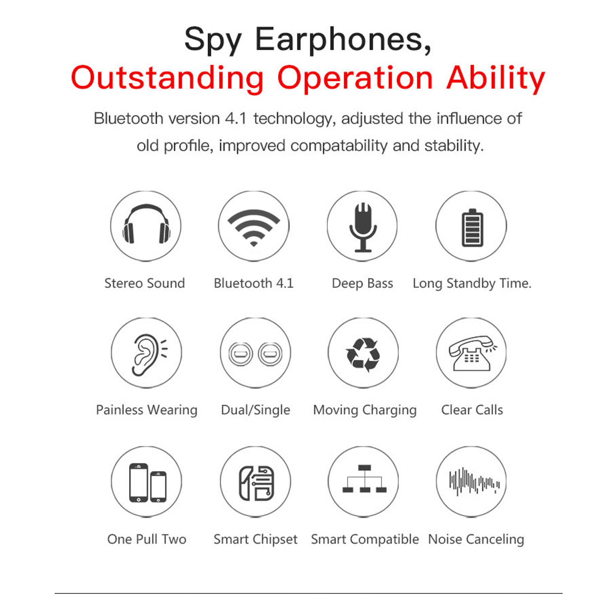 [Truly Wireless] Invisible Bluetooth Earphone Stereo Bass Sound Noise Cancelling Headset With HD Mic 14