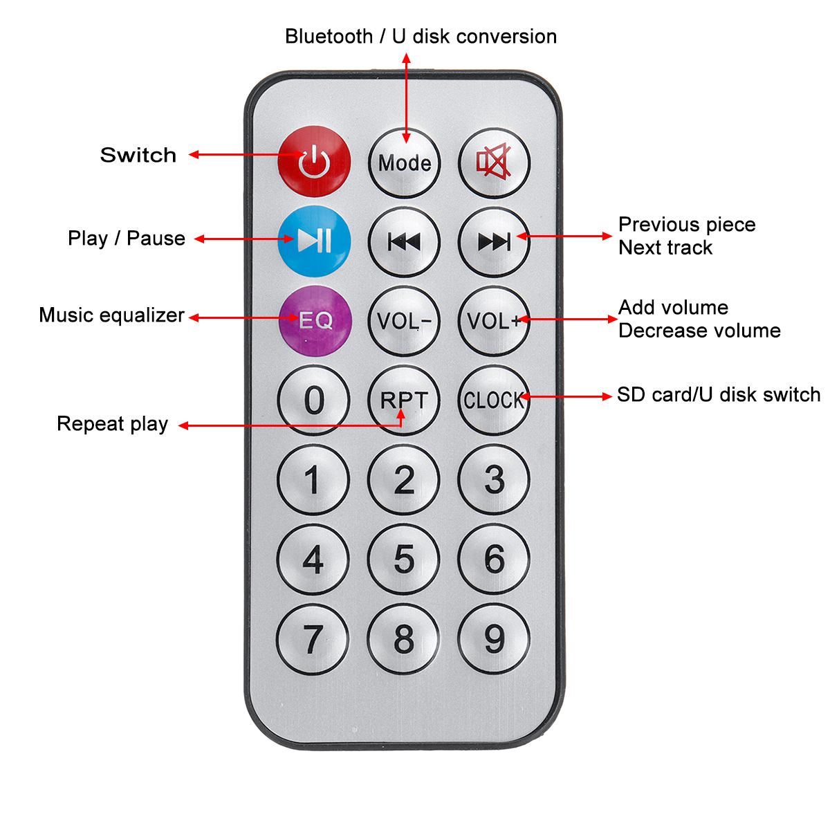 Portable Remote Control RGB Color Change Voice Control LED Disco Light Support U Disk Playback