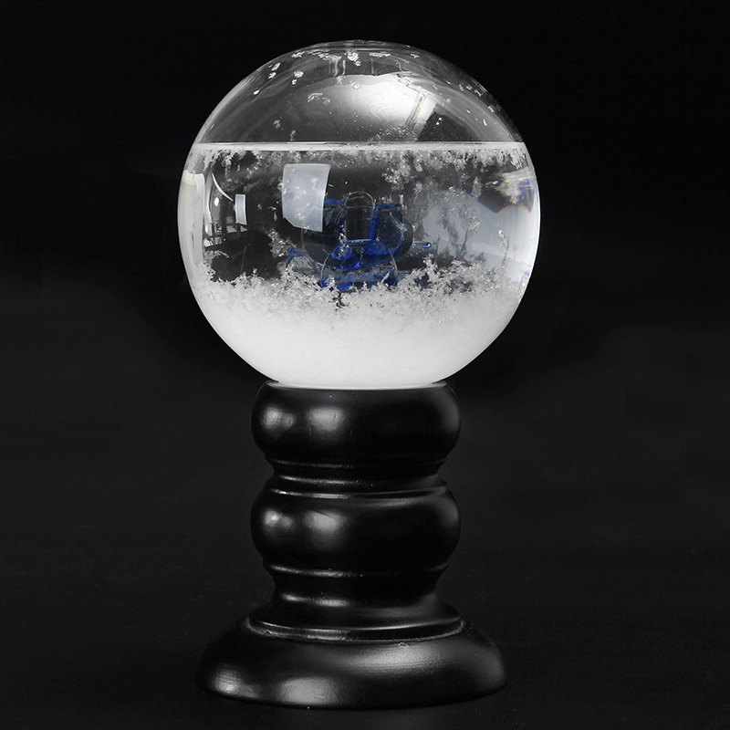 Crystal Ball Weather Forecast Storm Bottle Wood Glass Base Home Decoration For Kids Childrens Gift 
