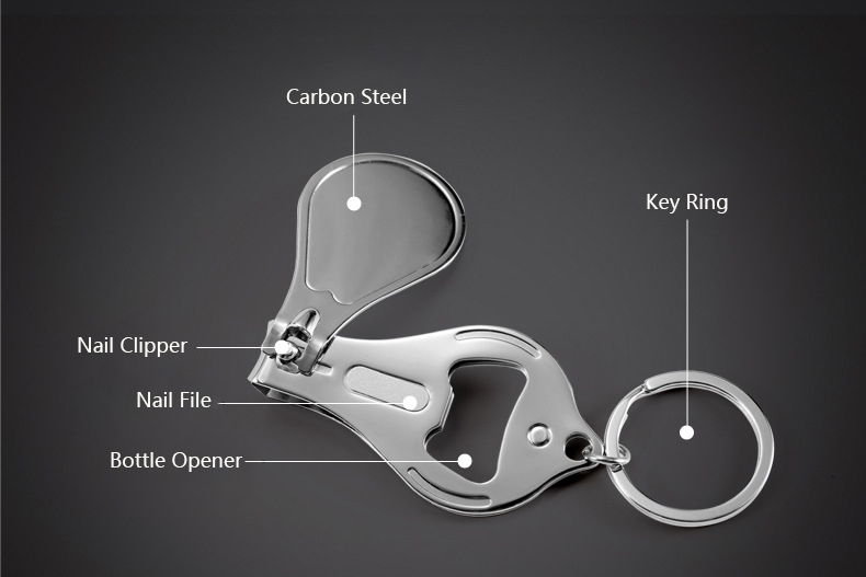 3 In 1 Nail Clipper Cutter File Bottle Opener Key Ring