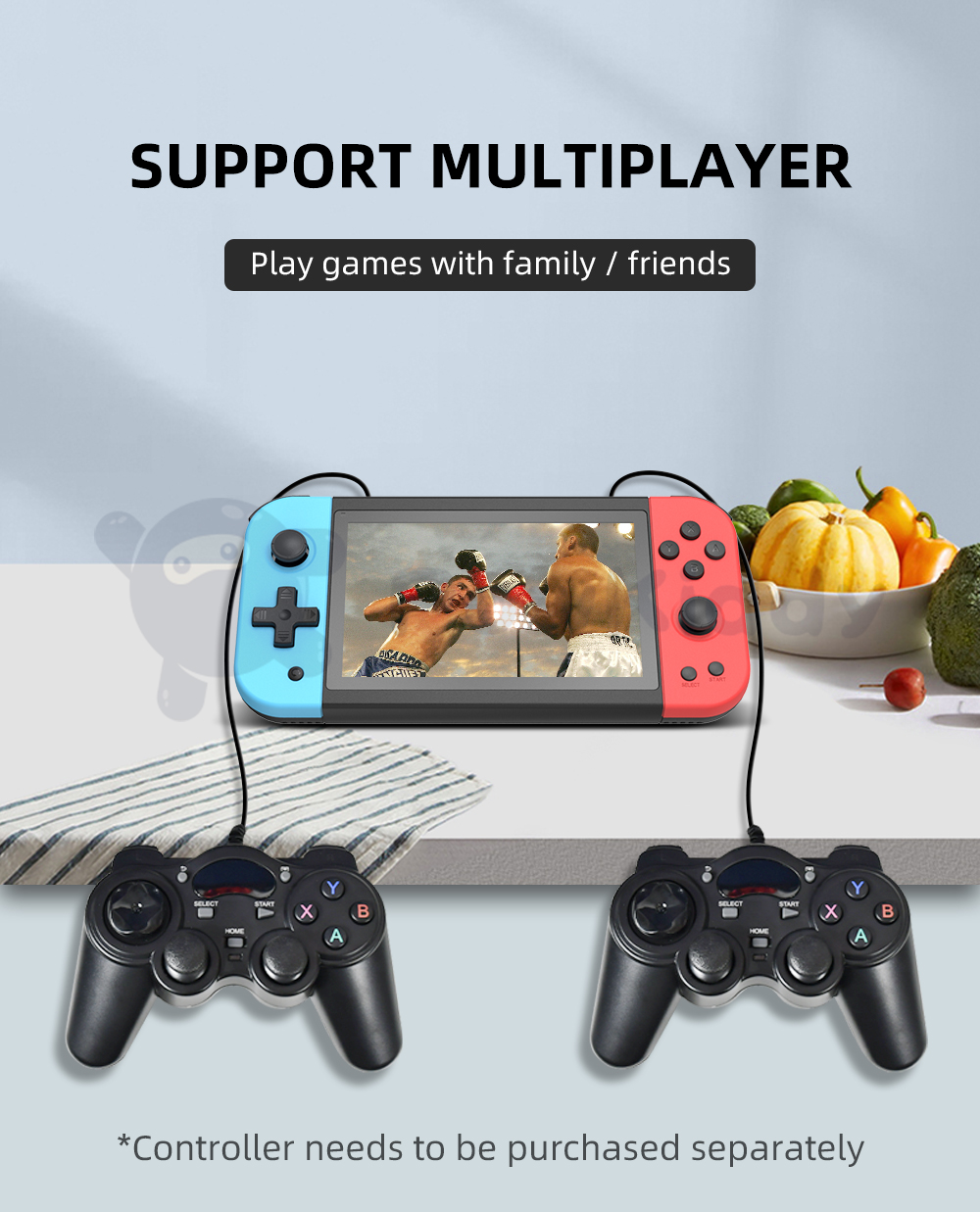 POWKIDDY X51 32GB 64GB 6000 Games Handheld Game Console CPS FBA FC GB FC MD PS1 5 Inch Large Screen Children Gift Toy Game Player Supports Dual Controllers TV Output