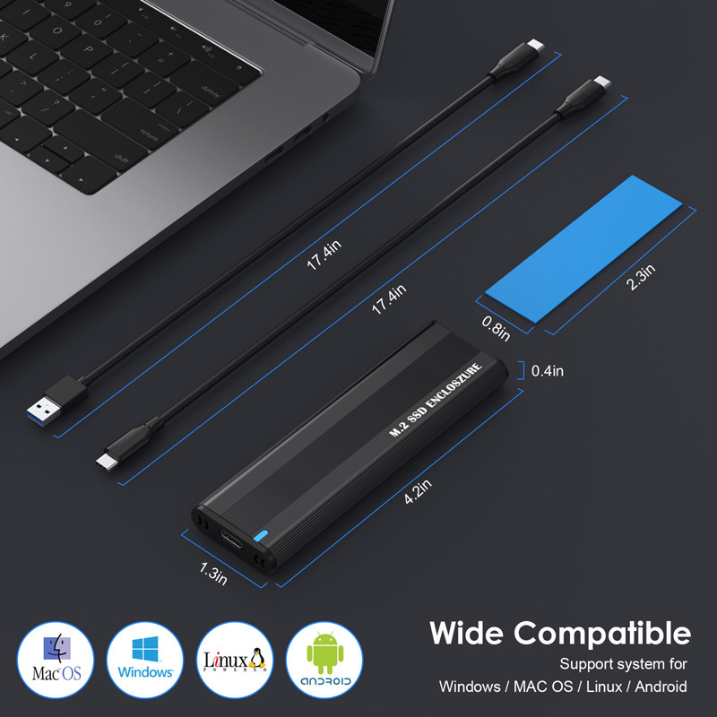 M.2 NVME SSD Case USB3.0 x2 Type-C M2 NVME SSD Enclosure 10Gbps For M.2 NVME 2242 2260 2280 SSD