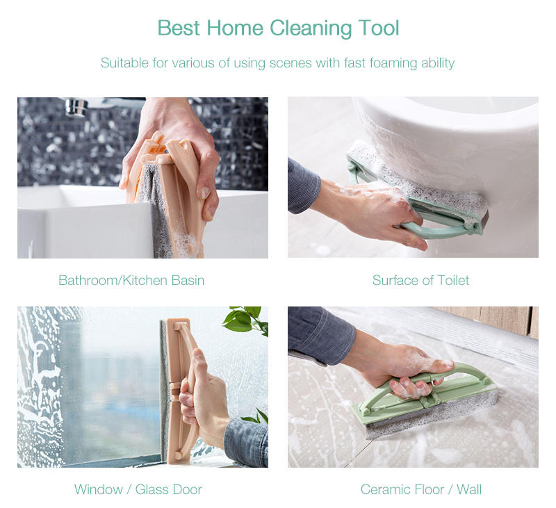 Honana Home Creative Foldable Handle Handheld Sponge Window Bathroom Basin Cleaning Brush