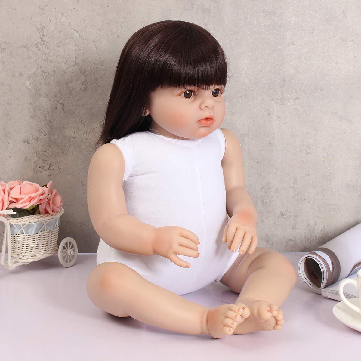 28'' Toddler Reborn Baby Girl Doll Silicone Vinyl Handmade Lifelike Newborn Toy