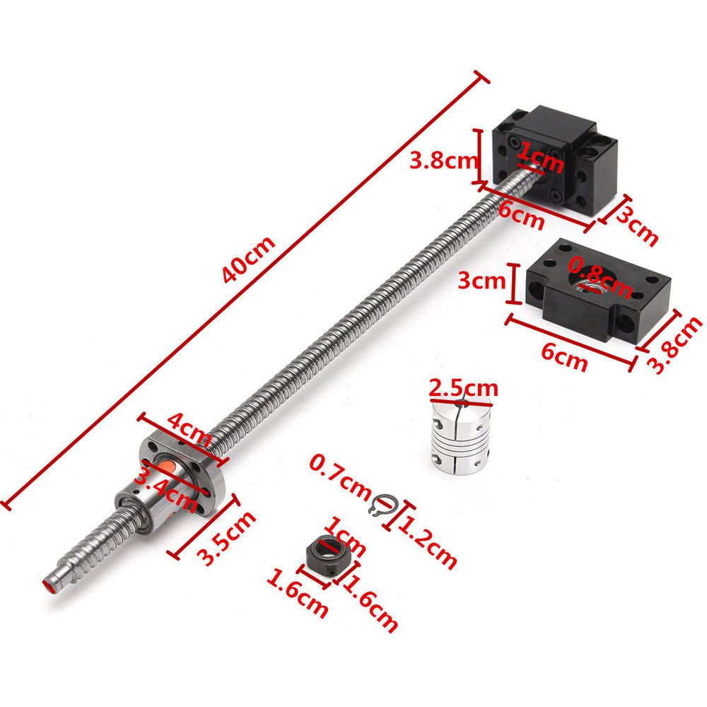 SFU1204 400mm Ball Screw with BK10 BF10 Ballscrew Support and Coupler