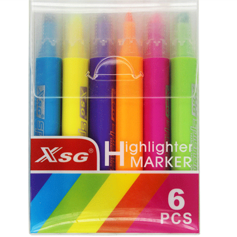 

6pcs/set Cute Printing Highlighter Pens 6 Colors Marker Pen Office Stationery Supply Signing Drawing