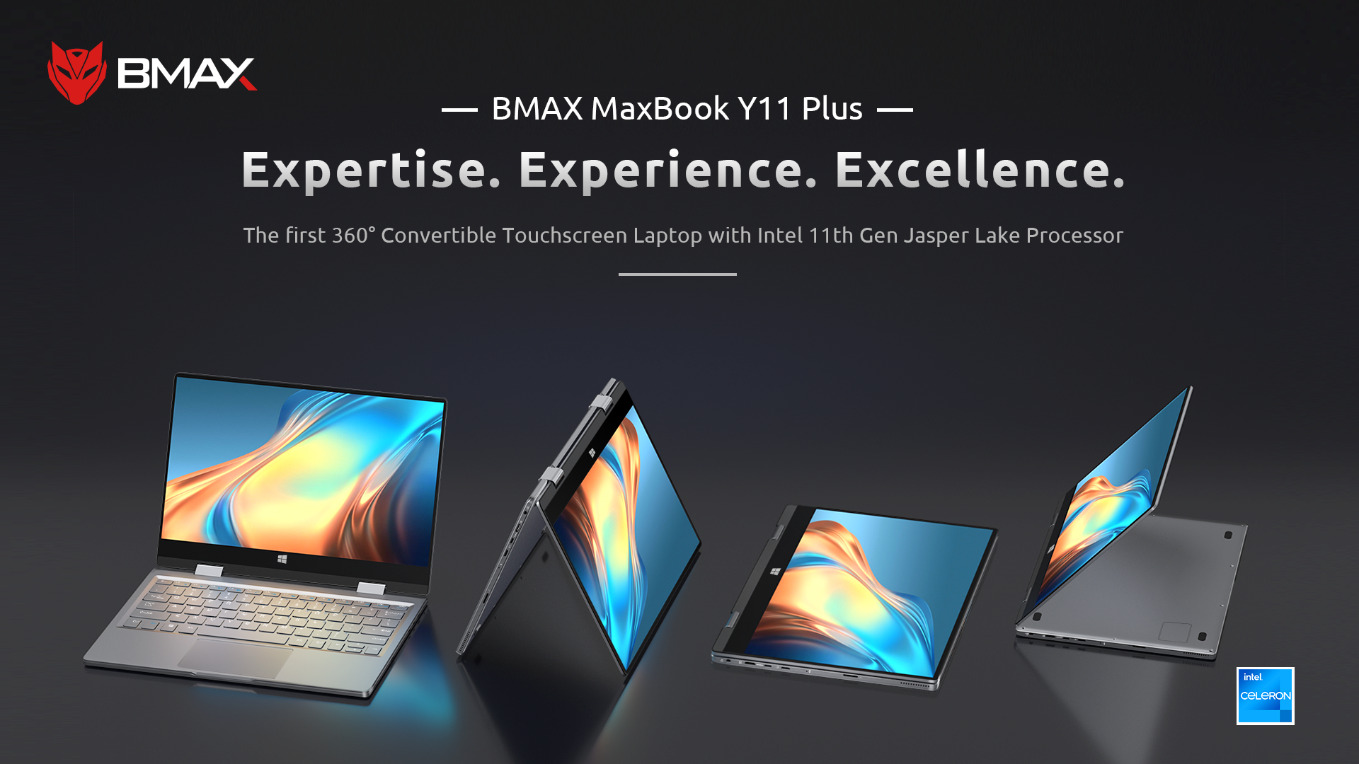 BMAX Y11 Plus Laptop 11.6 Inch 72%NTSC 360-degree Touchscreen Intel N5100 Intel 11th UHD Graphics 8GB RAM 256GB SSD 13mm Thickness 1KG Lightweight Full Metal Case Notebook