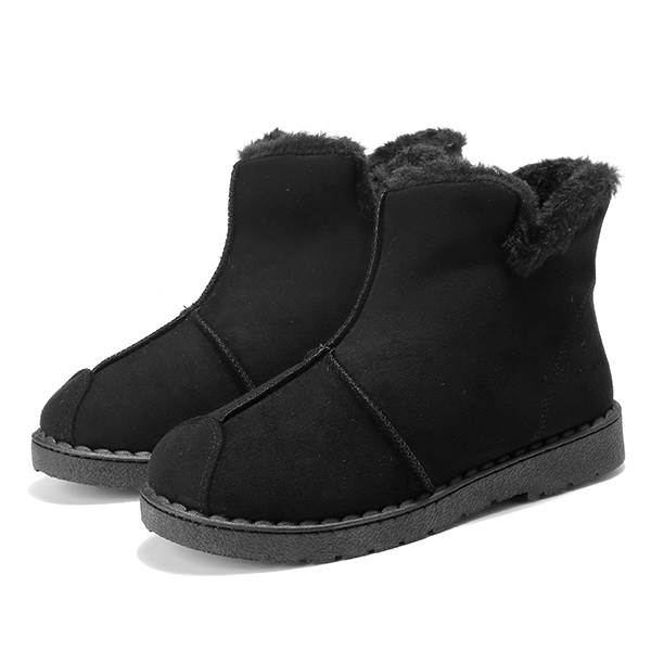 Winter Women Faux Fur Lining Keep Warm Slip On Snow Ankle Boots - US$49.18
