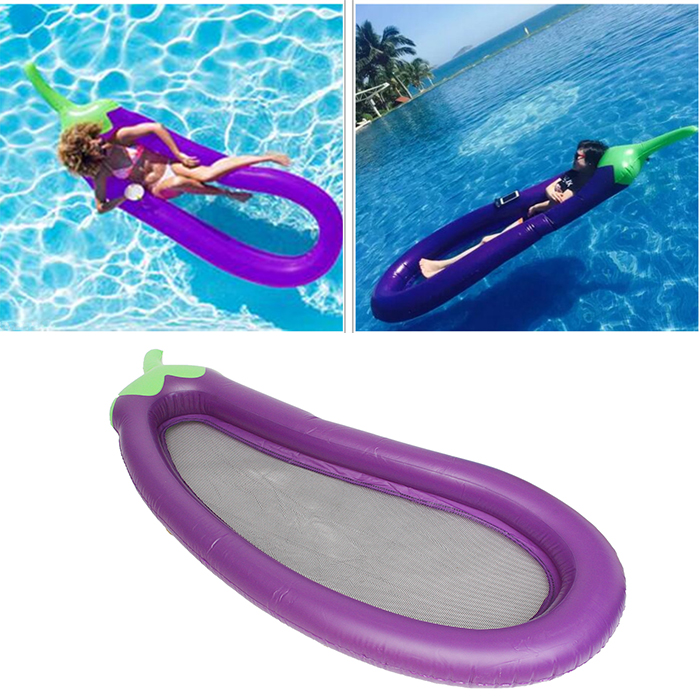 

IPRee™ 250x100CM PVC Inflatable Mat Giant Eggplant Lounge Float Bed Raft Swimming Pool Toy