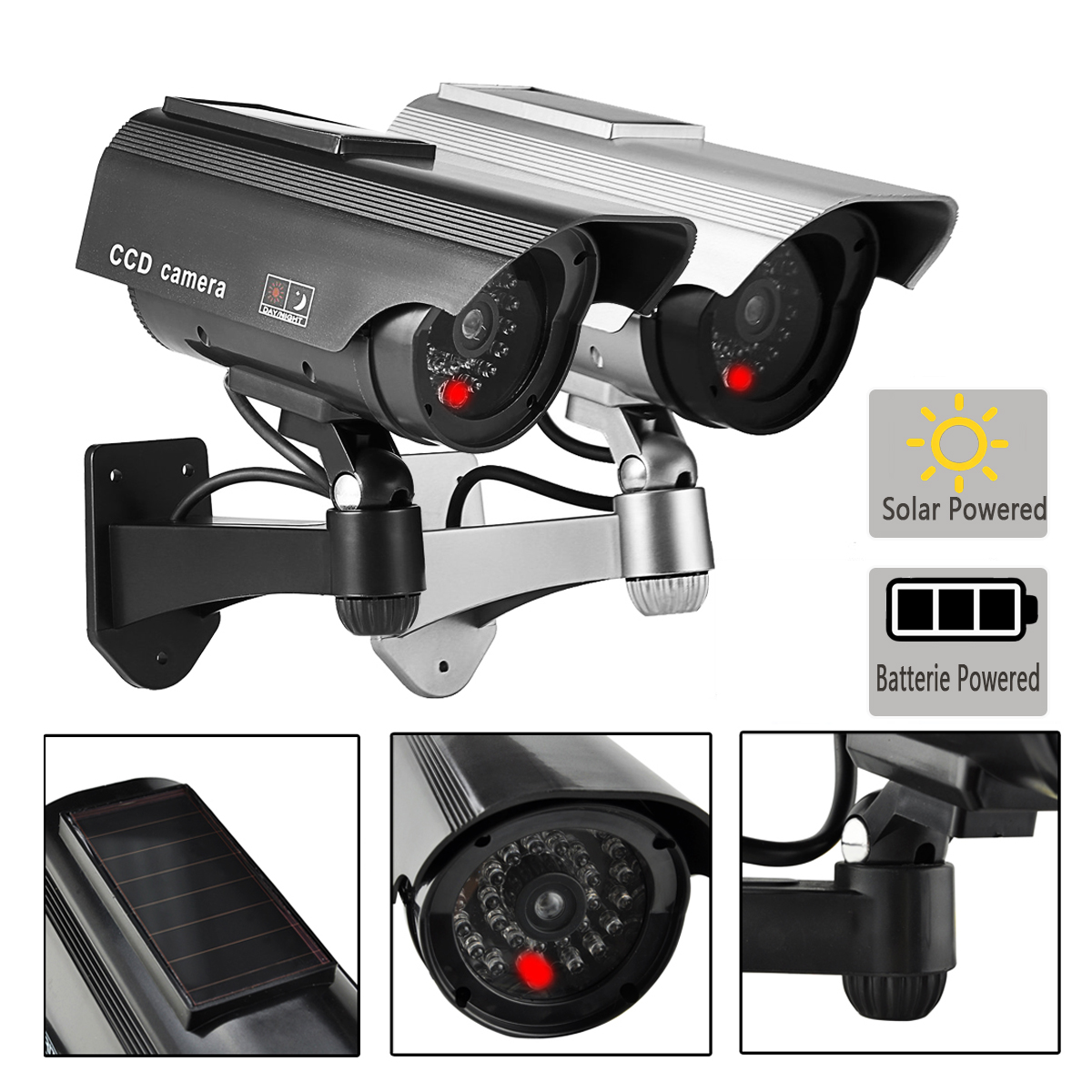 Solar Power Fake Camera CCTV Realistic Flashing IR Dummy Security Camera Blinking 63