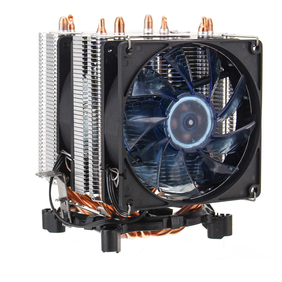 3 Pin Four Copper Pipes Blue Backlit CPU Cooling Fan for AMD for Intel 1155 1156 10