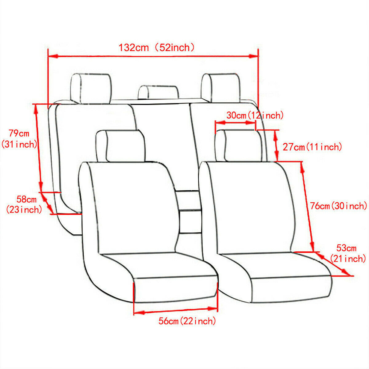 1 Seater / 5 Seater PU Leather Front Rear Universal Car Seat Covers Protector