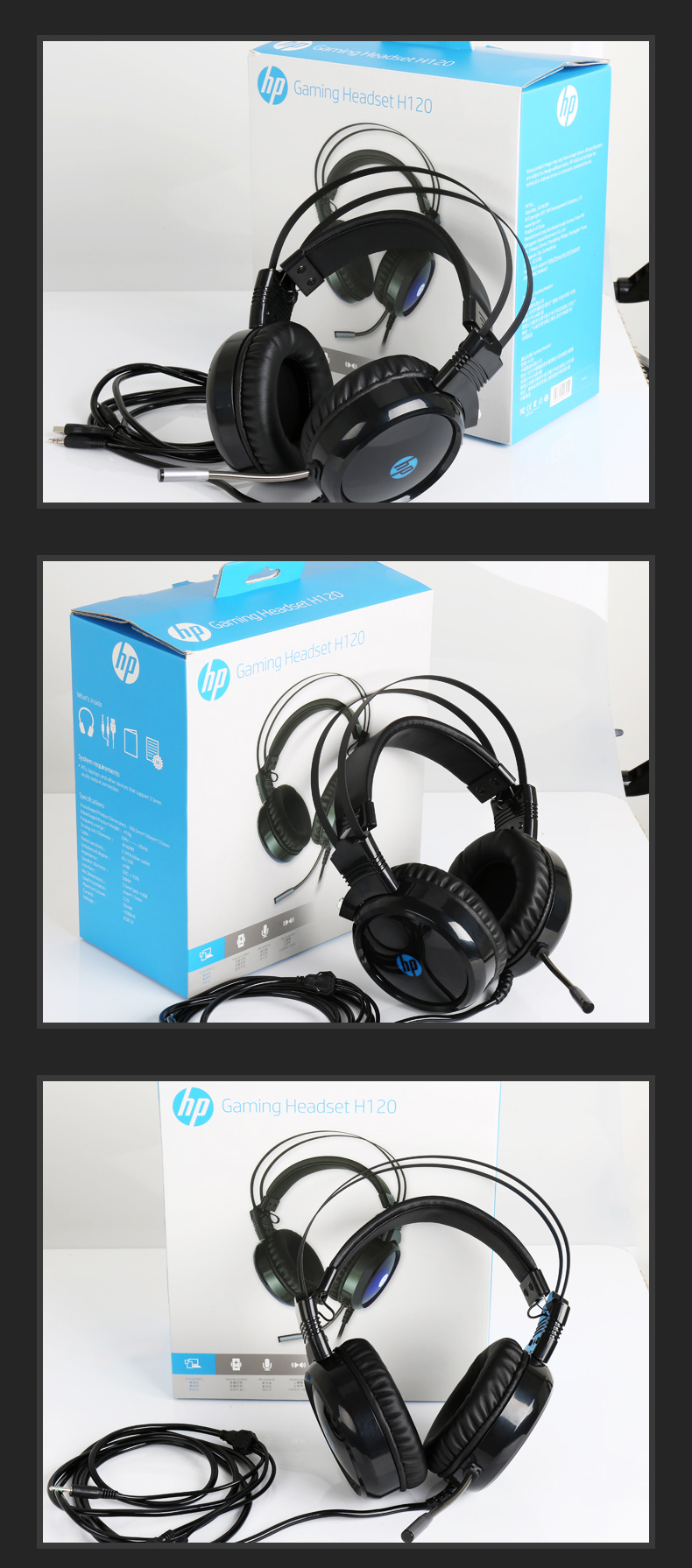 HP® H120 3.5mm + USB Wired Stereo Noise Cancelling Gaming Headphone Headset with Microphone 8