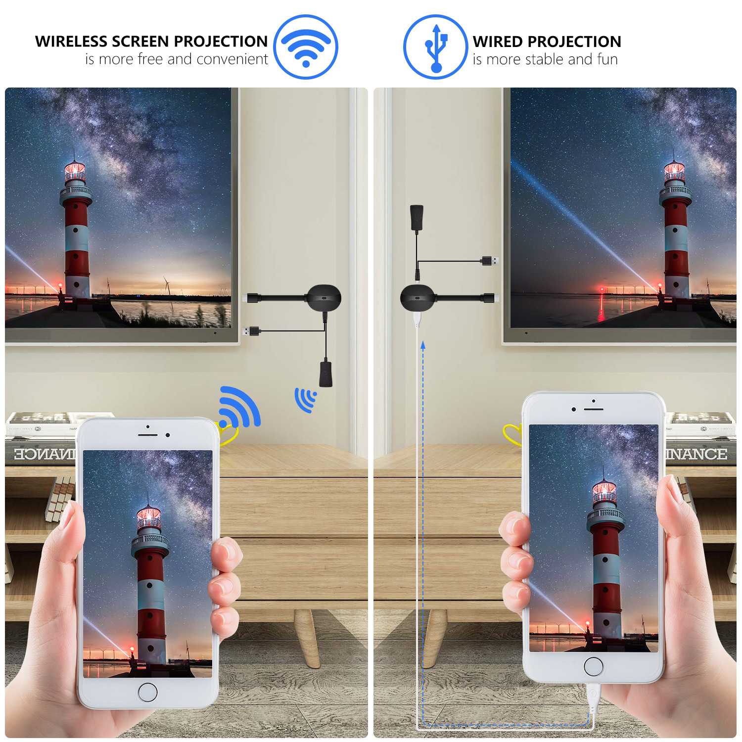 High-definition smart screen projector 4K ultra-clear wireless T7 wireless same screen device push treasure mobile phone wifi