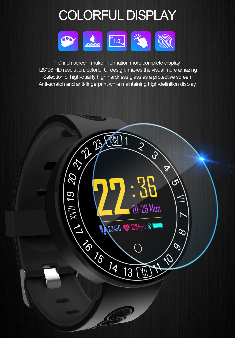 Bakeey Q8 Plus 1.0inch Color Screen Dynamic Heart Rate Monitor Sport bluetooth Smart Wristband