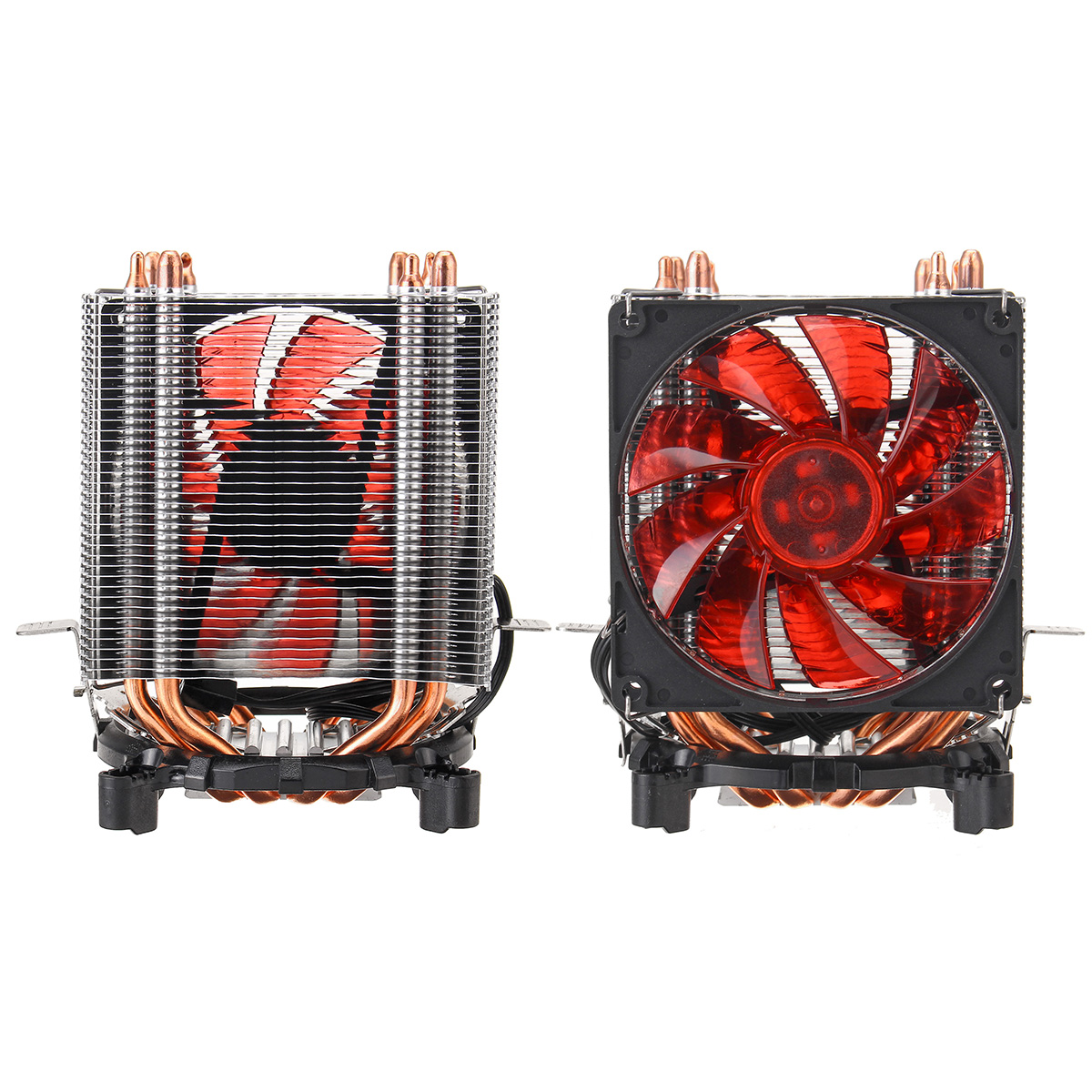 3 Pin Four Copper Pipes Red Backlit CPU Cooling Fan for Intel 1155 1156 AMD 10