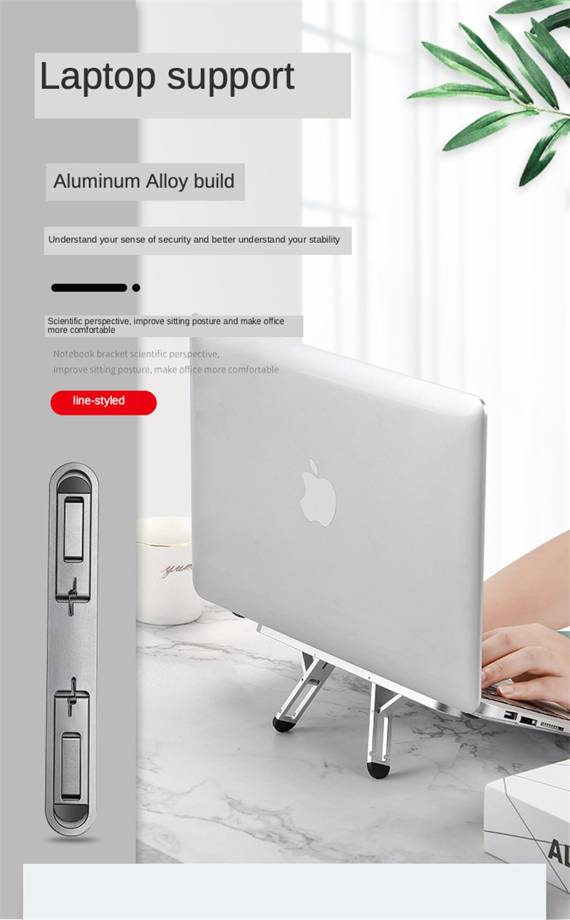 Bakeey Universal Folding Angle Adjustable Heat Dissipation Aluminium Alloy Macbook Desktop Holder Stand Bracket for 11-15.6 inch Laptop