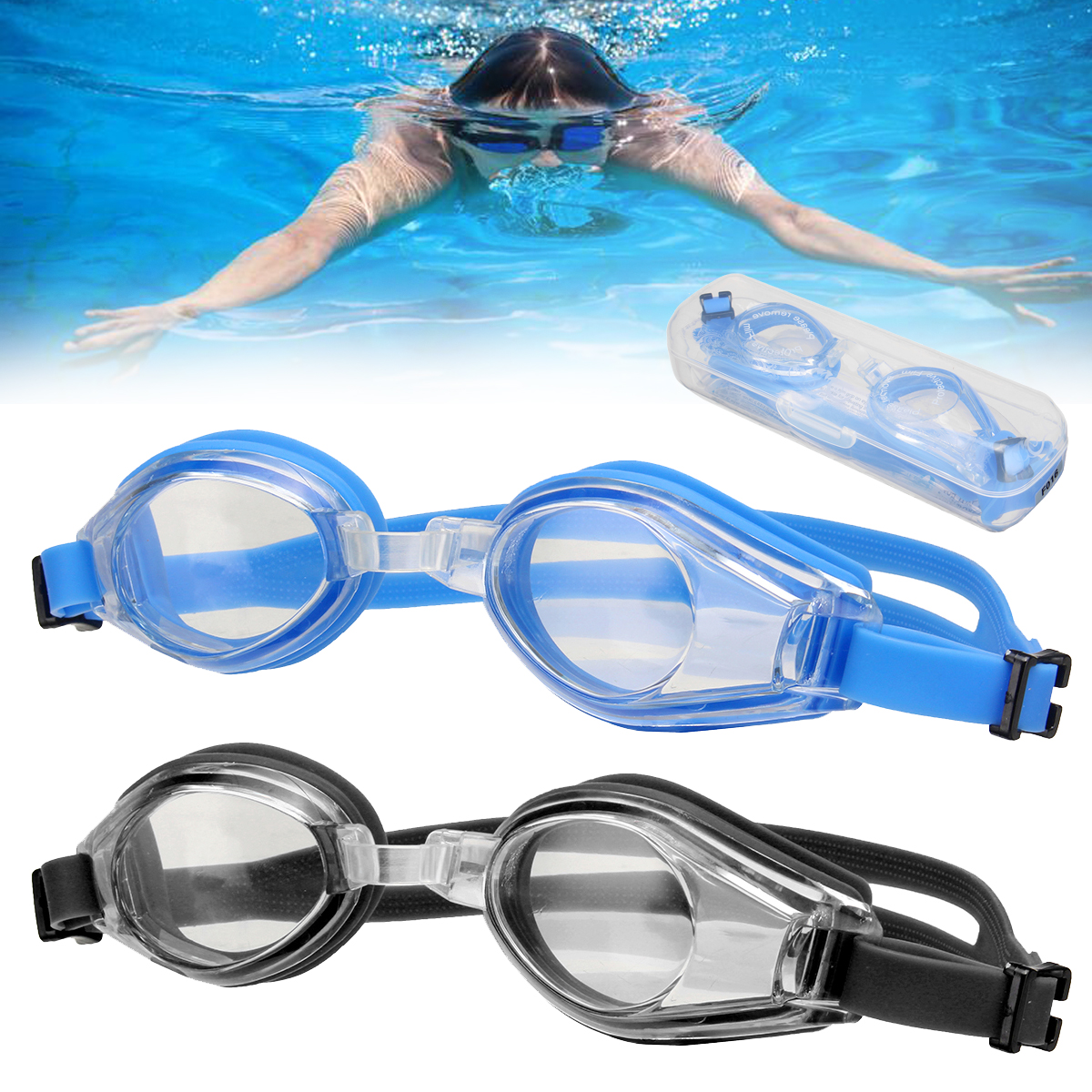 

Профессиональные противотуманные плавательные очки Защита от ультрафиолетового излучения Регулируемая Водонепроницаемы Силиконовый