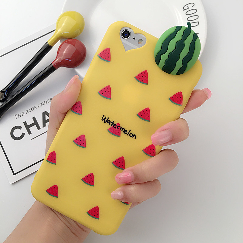 Fashion 3D Cartoon Fruit Pattern Shockproof Soft Silicone Protective Case Back Cover for iPhone X / 6 / 6 Plus / 7 / 7 Plus