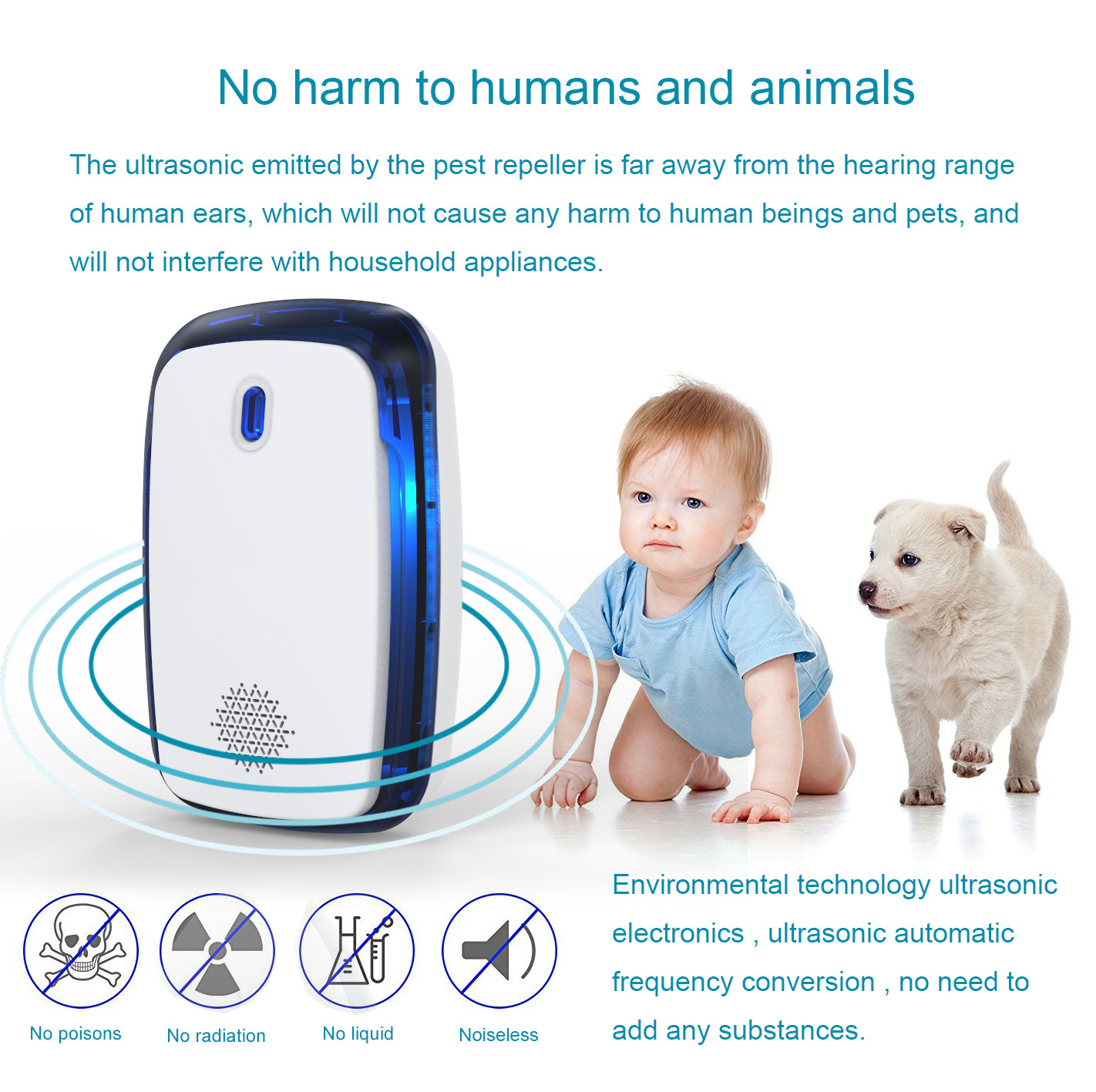 Ultrasonic Anti Mosquito Insect Repeller Electronic Rat Mouse Cockroach Pest Reject Repellent