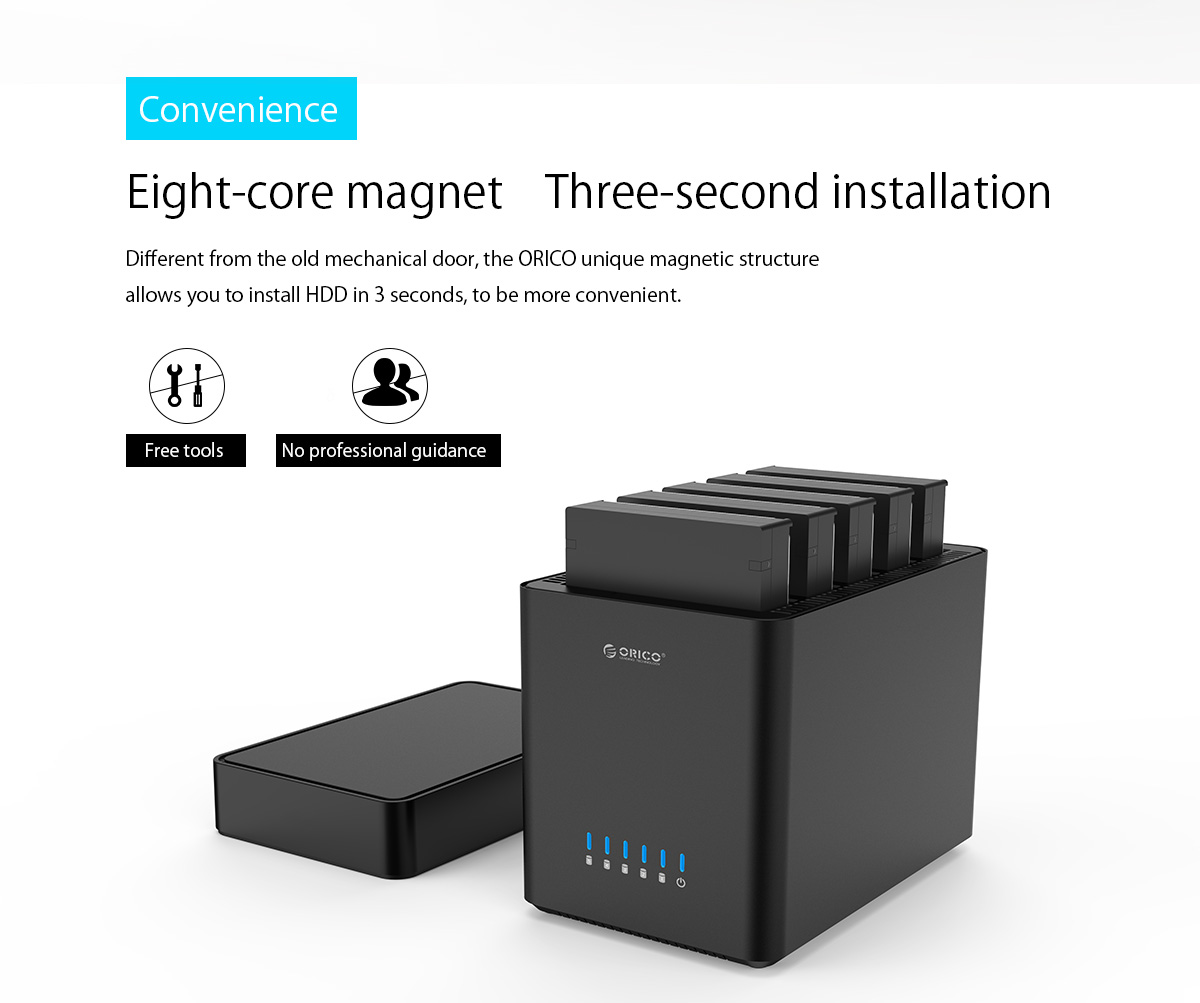 Orico DS500U3 USB3.0 Multi-Bay 3.5inch Hard Drive Enclosure Magnetic-type HDD SSD Docking Station 7