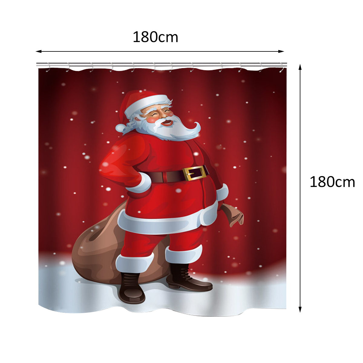 Merry Christmas Santa Claus Shower Curtain Bathroom Waterproof Fabric /& 12Hooks